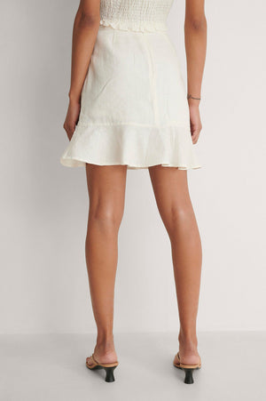 
                
                    Load image into Gallery viewer, Flounced Linen Mini Skirt
                
            